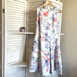watercolour sundress, elegant, easy wear/stretch